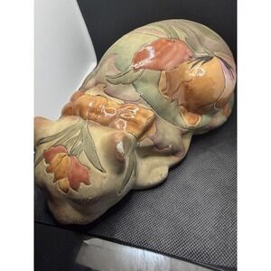 Vintage Chinese Porcelain Famille Rose Sleeping Cat Sculpture - 9.5"